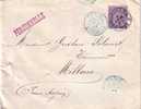 PARIS ETRANGER-BLEU SUR LETTRE DE BELGIQUE 2-5-1893 - VERSO CACHET DE LA CAISSE GENERALE - 1884-1891 Leopoldo II