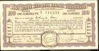 India 1951 Rs.100 Post Office National Saving Certificate Scripophily Rare  # 12621 - Cheques & Traverler's Cheques