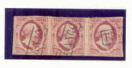 1852 Koning Willem III 10 Cent BRUIN NVPH 2 M *  Plaat VII Positie 67 - 69 In Strip Van 3  * CAT.WAARDE EURO 400,00 - Gebruikt