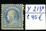 213* Yv. Sans Filigranne Dent 11 Avec Charnière     20c Franklin MH  Sc.515 No Wmk Perf 11  Mint Hinged  Cv 42,50$ - Nuevos