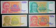 Yugoslavia,Banknote,Paper   Money,Bills,Different,4 Pcs,Inflation,1993-1994. - Yougoslavie