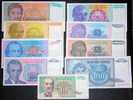 Yugoslavia,Banknote,Paper   Money,Bills,Different,9 Pcs,Inflation,1992.-1994. - Yougoslavie