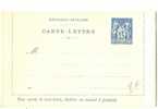 REF LBR 18 - FRANCE CARTE LETTRE EP SAGE 15c BLEU AVEC "RF" DATE 038 - Cartoline-lettere