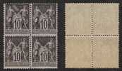 FRANCE 1898 N°103 Bloc De Quatre Neuf  ** - 1898-1900 Sage (Tipo III)