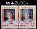 NEVIS 1985, Queen Mother $1.20, Se-tenant 4-BLOCK ERROR Colour Shift   [Fehler,erreur,errore,fout] - St.Kitts En Nevis ( 1983-...)