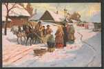RUSSIA RUSSIAN TYPES, CHRISTMAS, KHARMOSHKA HARMONIC PLAYER, HORSE, CHURCH, BY LVOFF, GRANBERG EDITION VINTAGE POSTCARD - Música