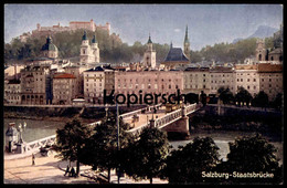 ALTE KÜNSTLER POSTKARTE SALZBURG AUSTRIA STAATSBRÜCKE MIT STRASSENBAHN Tram Tramway Straßenbahn Huttegger Ansichtskarte - Salzburg Stadt