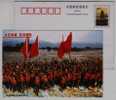 River Dyke Restoration,soldier,flag,China 2003 Weinan Flood Control And Rescue Victims Advertising Pre-stamped Card - Eau