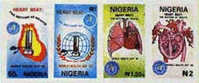 NIGERIA 1992. Lungs Heart World Health Day. IMPERF. 4-STRIP (from Sheetlet) [non Den[non Dentelé,Geschnitten,no Dentado] - Nigeria (1961-...)