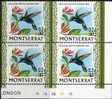 MONTSERRAT 1974, Bird /2c On $1/ Hummingbird Colibri Antillean Crested ERROR:shift Ovpt.4-BLOCK CORNER - Colibrì