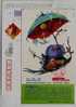 Cartoon Elephant,umbrella,China 2008 Open Class Magazine Advertising Pre-stamped Card - Eléphants