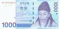 COREA / KOREA   DEL  SUR   1.000   WON  2.007    PLANCHA/UNC/SC     DL-6308   A - Corea Del Sur