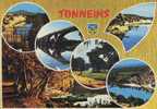 CPSM. TONNEINS. DIVERS ASPECTS DE LA VILLE BATIE SUR LES BORDS DE LA GARONNE. DATEE 1983. - Tonneins