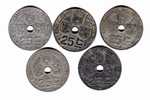 5 Piéces De 25 Centimes 1942-1943-1944-1945-1946  Belgique - 25 Cents