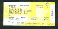 Ticket (billete, Biglietto, Kaartze) Train (zug, Tren, Treno) : Zandvoort A Zee - Amsterdam A.R. (Hollande, Pays-Bas) - Europe