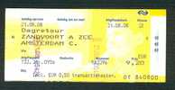 Ticket (billete, Biglietto, Kaartze) Train (zug, Tren, Treno) : Zandvoort A Zee - Amsterdam A.R. (Hollande, Pays-Bas) - Europe