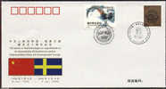 PFTN.WJ-34 CHINA-SWEDEN DIPLOMATIC COMM.COVER - Lettres & Documents