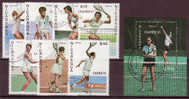 NICARAGUA CAPEX87 - N° YT  1459 / 60  + PA 1175 / 79 + BF 79  - Oblitérés   Série Complete - Tennis
