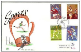 Great Britain 1980 FDC United Kingdom, England Boxing Running Baseball Rugby Sports Sport - 1971-1980 Decimal Issues