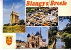 BLANGY SUR BRESLE    -  4 Vues :  Moulin St Maxent, Vue Générale Aérienne, L´Eglise, Bords De La Bresle  - Blason - Blangy-sur-Bresle