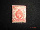 Hong Kong 1912  King George V   4 Cents  Red SG120  MH - Ungebraucht