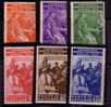 VATICAN CITY - 1935 INTL JURIDICAL CONGRESS -Sassone # 41/46  (S.10)-Scott # 41/6- MINT (very,very Light Trace Of Hinge) - Unused Stamps