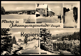 ÄLTERE POSTKARTE WINTER IN JOHANNGEORGENSTADT ERZGEBIRGE ORTSTEIL STEINBACH SKISCHANZE SCHIMMEL Snow Neige Postcard - Johanngeorgenstadt