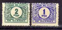 Viñeta 1 Y  2 Pts RECARGO DE GUERRA - Revenue Stamps