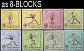 AFGHANISTAN 1963, Sports Asian Games, IMPERF.8-BLOCKS:8 (64 Stamps)  [non Dentelé,Geschnitten,no Dentado,non Dentellato, - Afghanistan