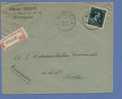 696 Op Aangetekende Brief Met Stempel NIVELLES (datum 2X Uuraanduiding !!!!) (VK) - 1936-1957 Col Ouvert