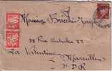 TAXE-BANDEROLE 30c ROUGE EN PAIRE-LETTRE DE DIJON GARE 6-11-1943 -LETTRE POUR MARSEILLE - 1859-1959 Cartas & Documentos