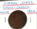 GERMANY  HESSE - CASSEL  3 HELLER  NAME FRONT  EMBLEM ANIMAL  BACK  1864 VF KM612  READ DESCRIPTION CAREFULLY !! - Other & Unclassified