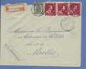 527+691 Op Aangetekende Brief Met Stempel BRAINE-L'ALLEUD   (VK) - 1936-1957 Col Ouvert