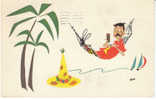 Man Relaxes With Drink In Hammack, Artist Signed Bahamas Vintage Postcard, Postally Used - Bahama's