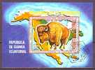 Guinea Ecuatorial Block 271 Gestempelt Nordamerika Tiere Bison - Gibier