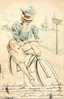 ILLUSTRATEUR  - HENRI BOUTET - FEMME à VELO - CYCLISME - DESSIN 1900 DOS SIMPLE  VOYAGEE 1901 - Boutet