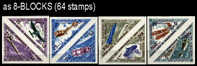 CV:€257.21, ADEN-Qu´aiti State Of Hadhramaut 1968, Airplanes & Rocketstriangulars, Imperf.set:8, 8-BLOCKS:8 (64sta - Asien