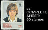 CV:€65.76,  BULK: 2 X DIANA Br Antartic Territory 1982 17p, Complete Sheet:50 Stamps - Ongebruikt