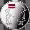 Latvia 2008 1 Lats Silver Coin 90th Anniversary Of Latvia Children 2008 Y - Lettonie