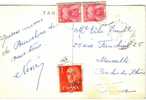 ESPAGNE-TAXE GERBE 5+5F / CARTE¨POSTALE 5-10-1955 - CARTE POSTALE DE BARCELONE - 1859-1959 Cartas & Documentos