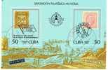 STOCKHOLMIA 1986 Schweden Historische Marke Kuba 3033/4 + Block 96 O 10€ M/s Stamp On Stamp Bloc Historic Sheet Of Cuba - Gebraucht