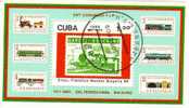 BULGARIA 1989 Sofia Briefmarken Eisenbahn Kuba 3288 Plus Block 115 O 7€ Blocchi M/s Philatelic Bloc Train Sheet Bf Cuba - Oblitérés