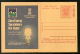 India 2007 Save Energy Electricity CFL Bulb Science Power Gandhi Post Card # 315 - Electricité