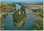 INDRE ET LOIRE.ILE BOUCHARD.VUE AERIENNE LA VIENNE LES 2 PONTS ET L ILE ...MODERNE - L'Île-Bouchard