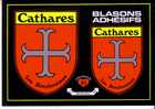 CARTE  2  BLASONS ADHESIFS  -   CATHARES  : Les Bonshommes - Languedoc-Roussillon
