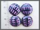 Cabochon Mosaïque Parme Sur Fond Noir Environ 20mm - Pearls
