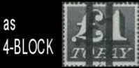 GREAT BRITAIN 1970, Postage Due 2V £1, School Training Stamps.4-BLOCK - Fogli Completi