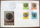 1980 YUGOSLAVIA FDC WITH OLD ROMAN COINS ON STAMPS - Monedas