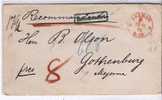 Brs190/ Bremen F 8, Stempel 1872, Einschreiben Schweden (Gothenburg) - Cartas & Documentos