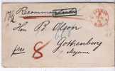 Brs190/ Bremen F 8, Stempel 1872, Einschreiben Schweden (Gothenburg) - Covers & Documents